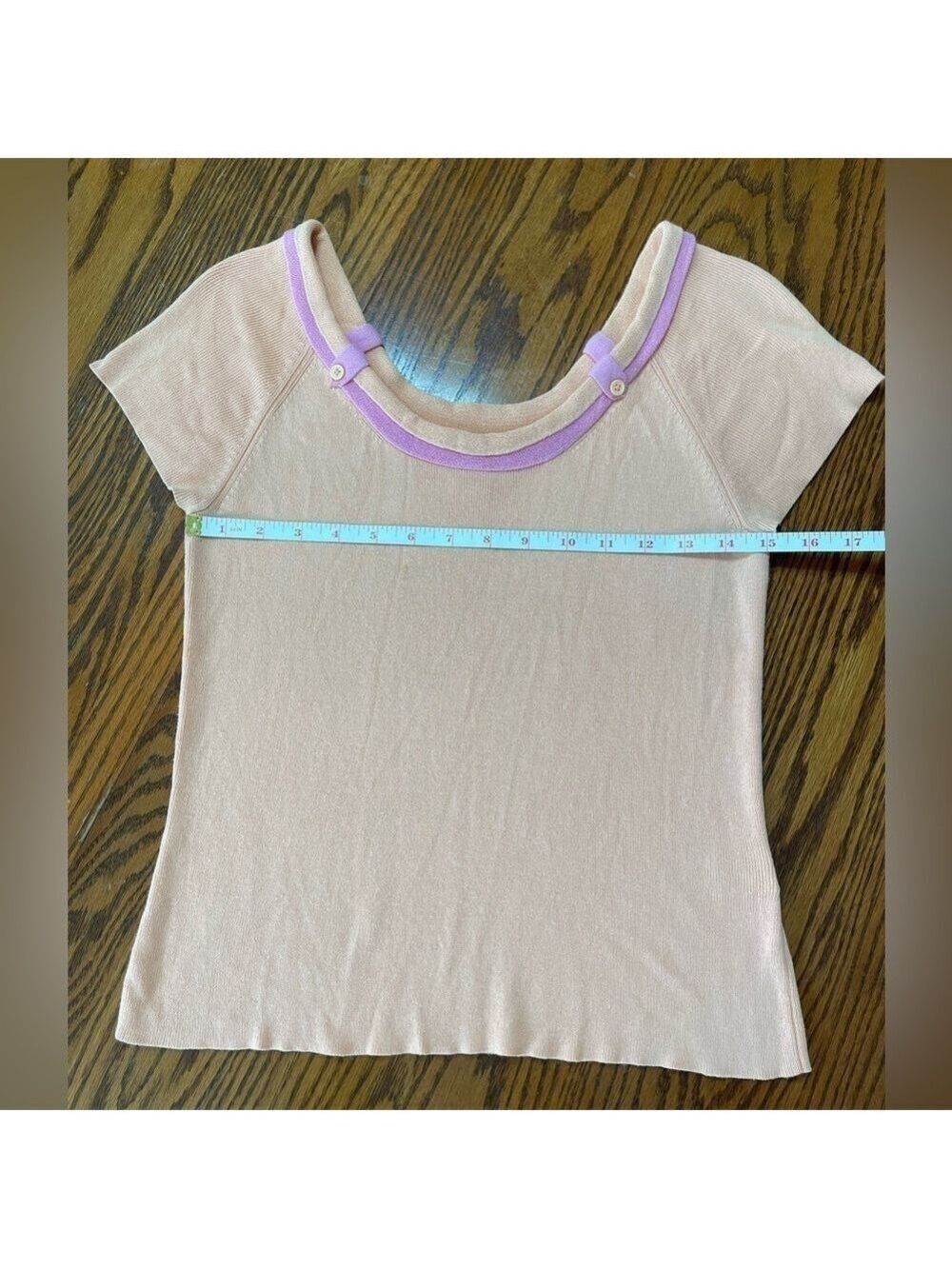 Sigrid Olsen Short Sleeve Top Peach & Pink Size SP Vintage Y2K - Picture 9 of 12